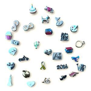 Origami Owl Lot of Charms with small gemstones for charm locket necklaces